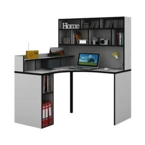 โต๊ะเข้ามุม+hutch รุ่นแซกจิโอ้ - สีขาว/ดำ