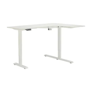 โต๊ะทำงานปรับระดับไฟฟ้า L-shape รุ่นสแตนเลย์ แอล - สีขาว